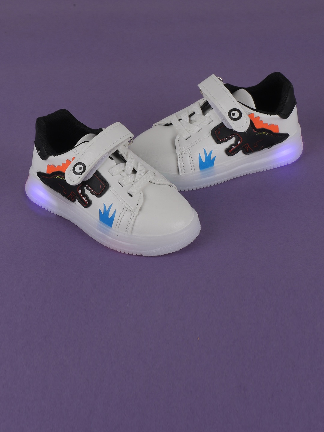 

FEETWELL SHOES Kids Colourblocked PU Sneakers, White