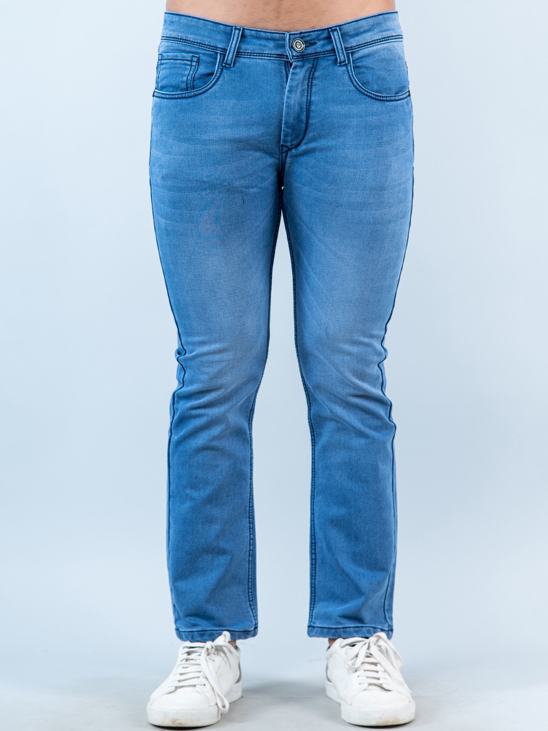 

Tistabene Men Comfort Tapered Fit Light Fade Stretchable Cotton Jeans, Blue