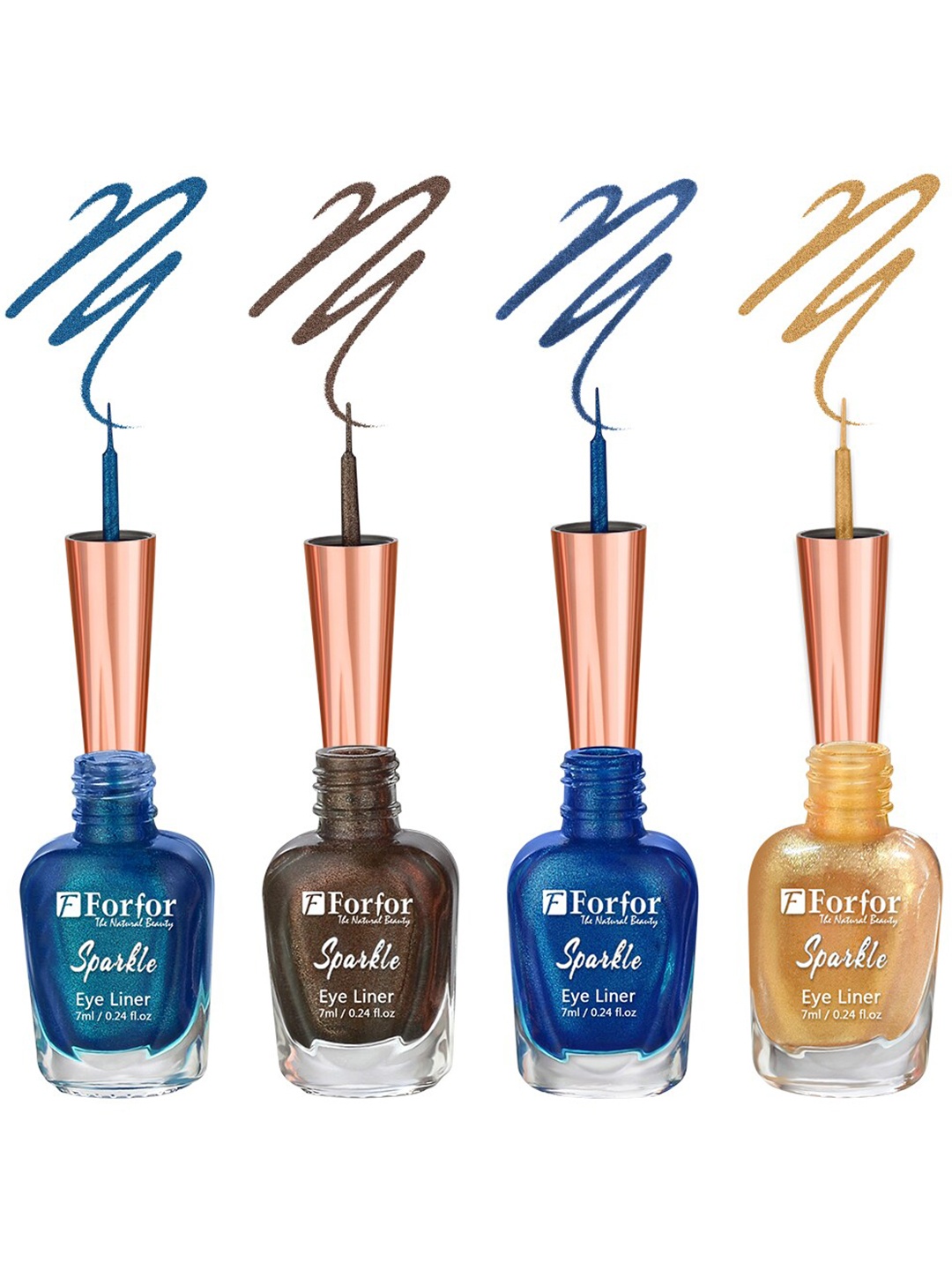 

FORFOR Set of 4 Sparkle Water-Proof Sensational Liquid Glitter Eyeliners - 7 ml each, Blue