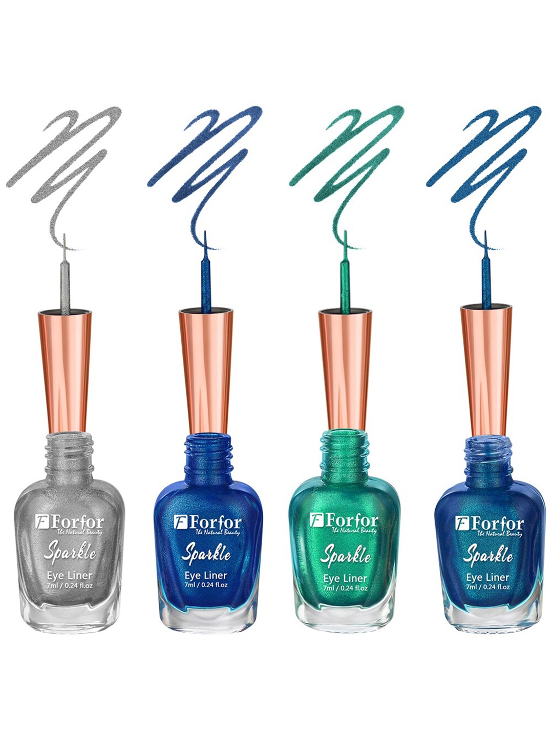 

FORFOR Set of 4 Sparkle Water-Proof Sensational Liquid Glitter Eyeliners - 7 ml each, Blue