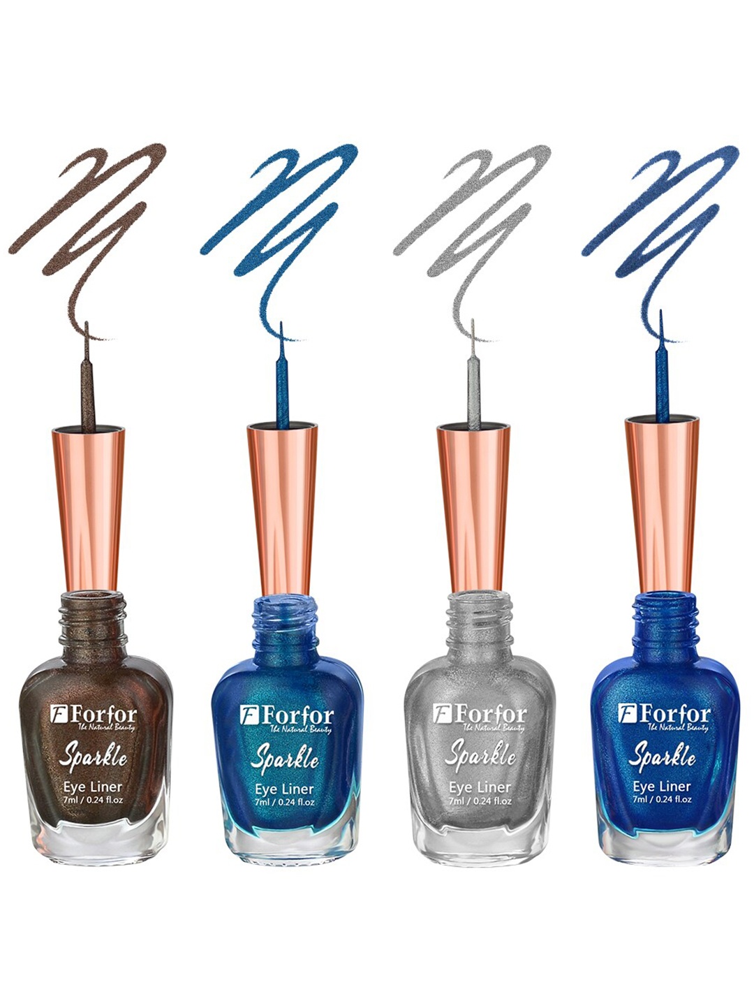 

FORFOR Set of 4 Sparkle Water-Proof Sensational Liquid Glitter Eyeliners - 7 ml each, Brown