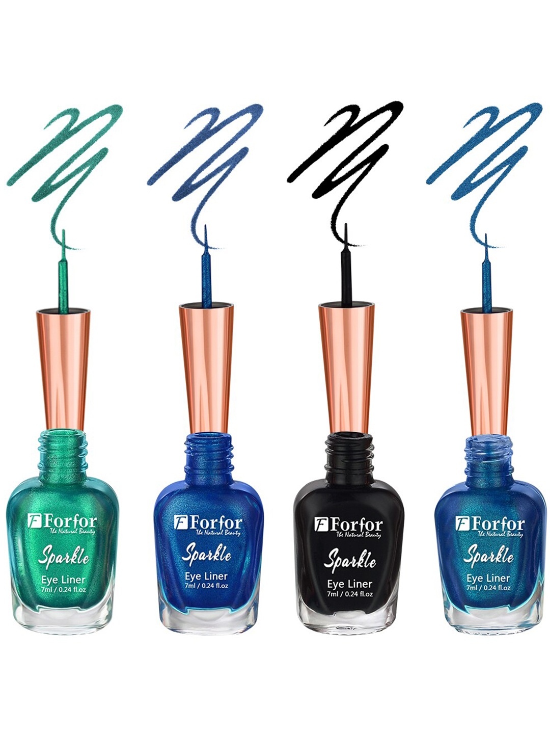 

FORFOR Set of 4 Sparkle Water-Proof Sensational Liquid Glitter Eyeliners - 7 ml each, Blue