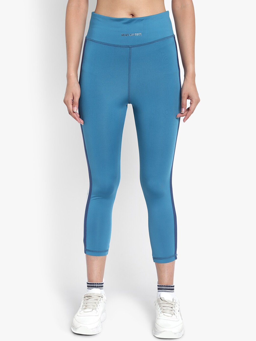 

Wearjukebox Women Dry-Fit High Waist Workout Tights, Blue