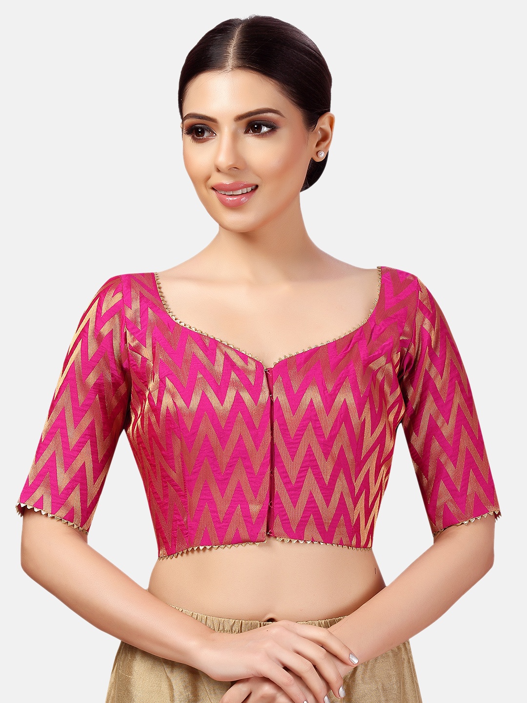 

Studio Shringaar Woven Design Saree Blouse, Pink