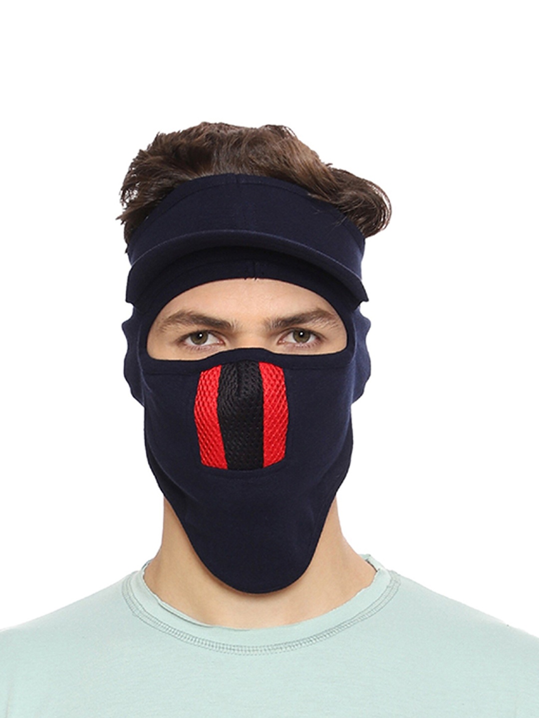 

Gajraj Unisex Pack Of 2 Cotton Full Face Mask With Air Filter Mesh & Visor, Black
