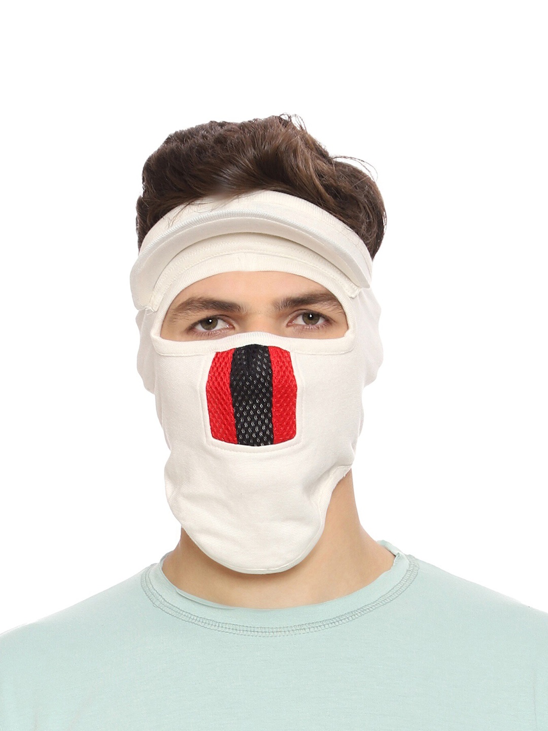

Gajraj 1-Ply Cotton Reusable Full Face Mask with Air Filter Mesh & Visor, Cream