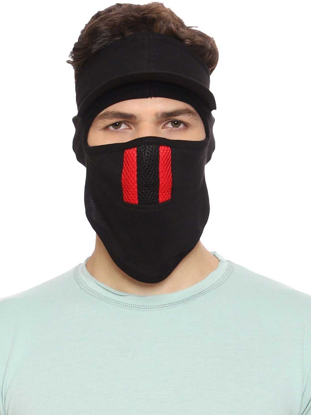 

Gajraj Unisex Cotton Full Face Mask With Air Filter Mesh & Visor, Black