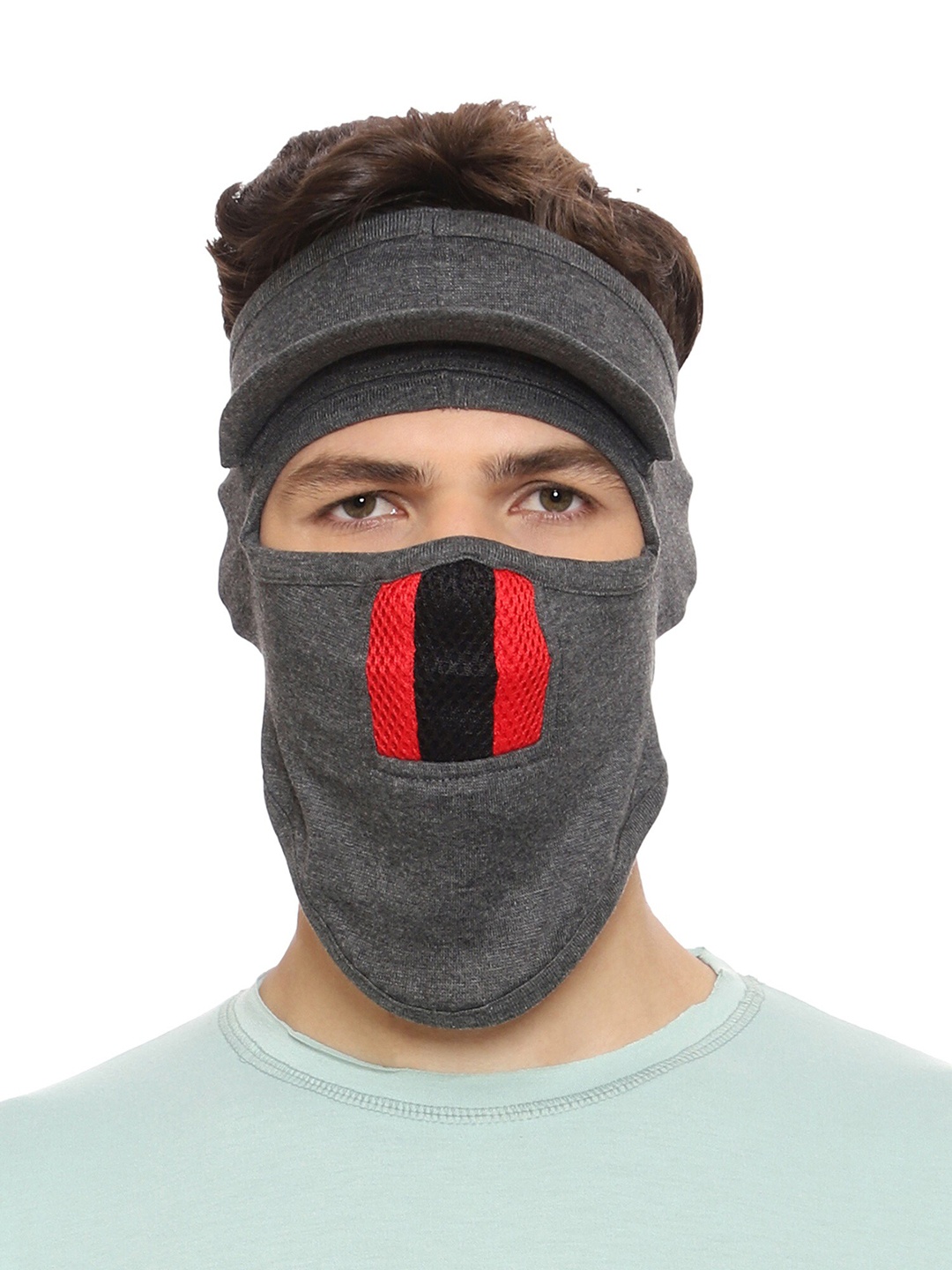 

Gajraj Unisex Cotton Full Face Mask With Air Filter Mesh & Visor, Grey