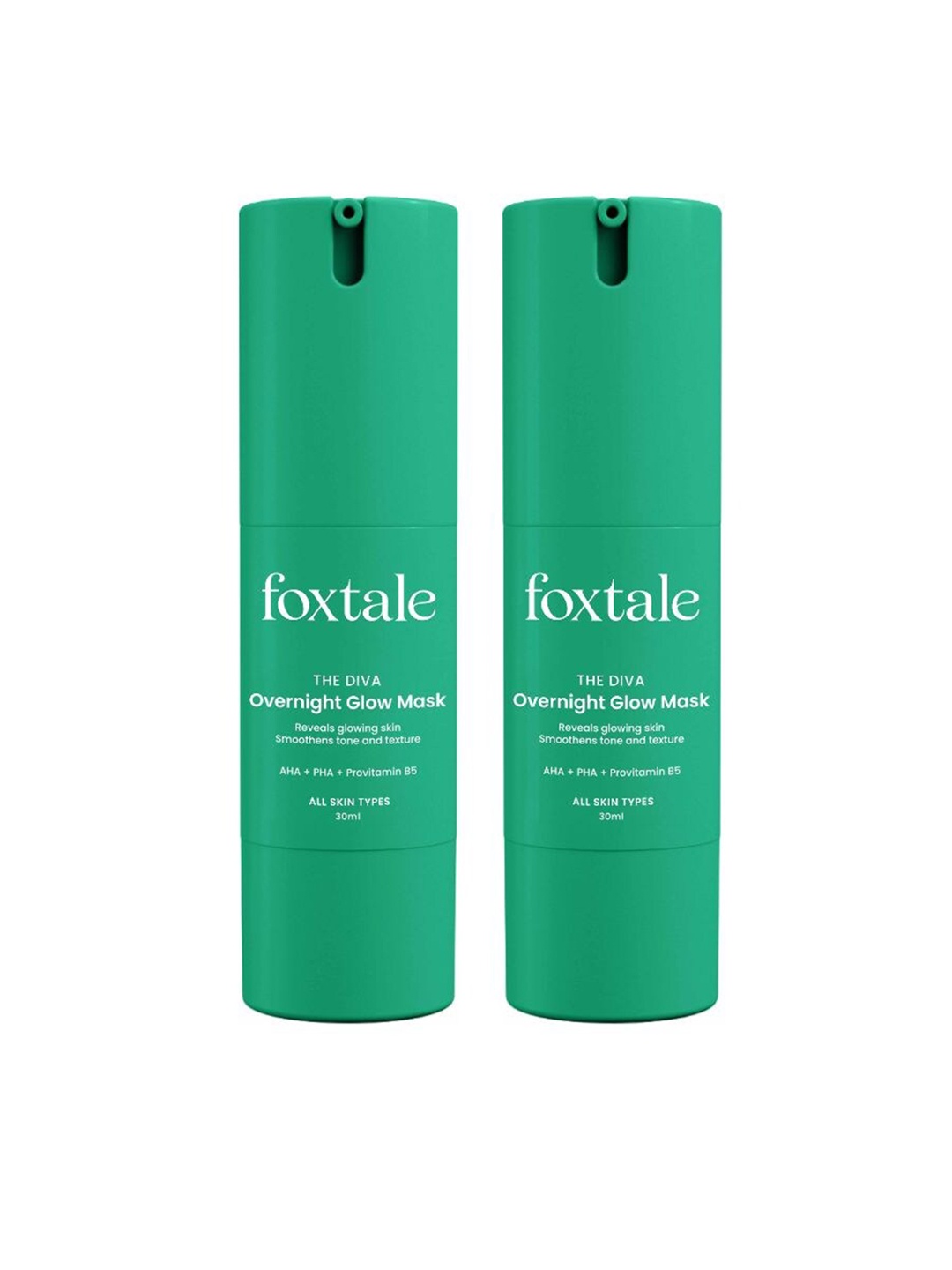 

FoxTale Set Of 2 The Diva Overnight Glow Face Mask with AHA & PHA - 30 ml Each, Green
