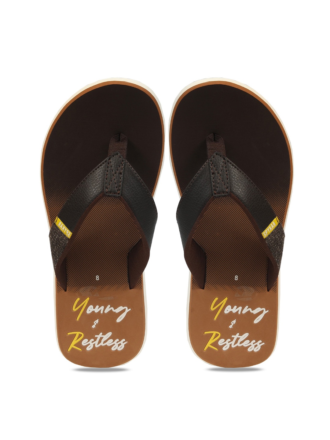 

SPYKAR Men Printed Synthetic Thong Flip-Flops, Brown