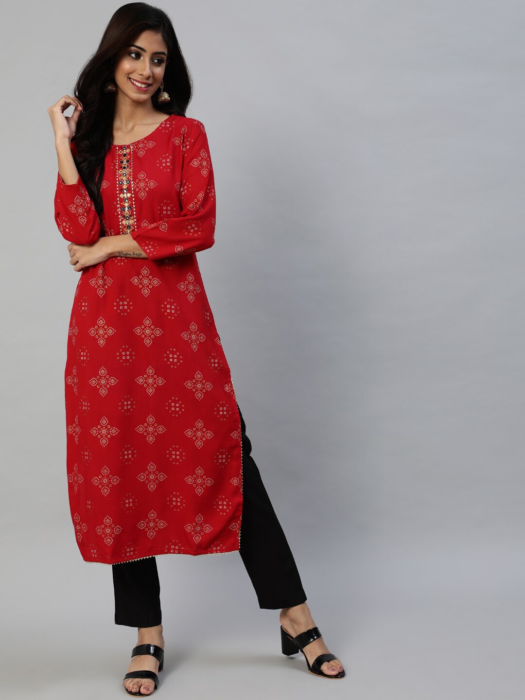 

Anubhutee Ethnic Motifs Printed Kurta with Palazzos, Red