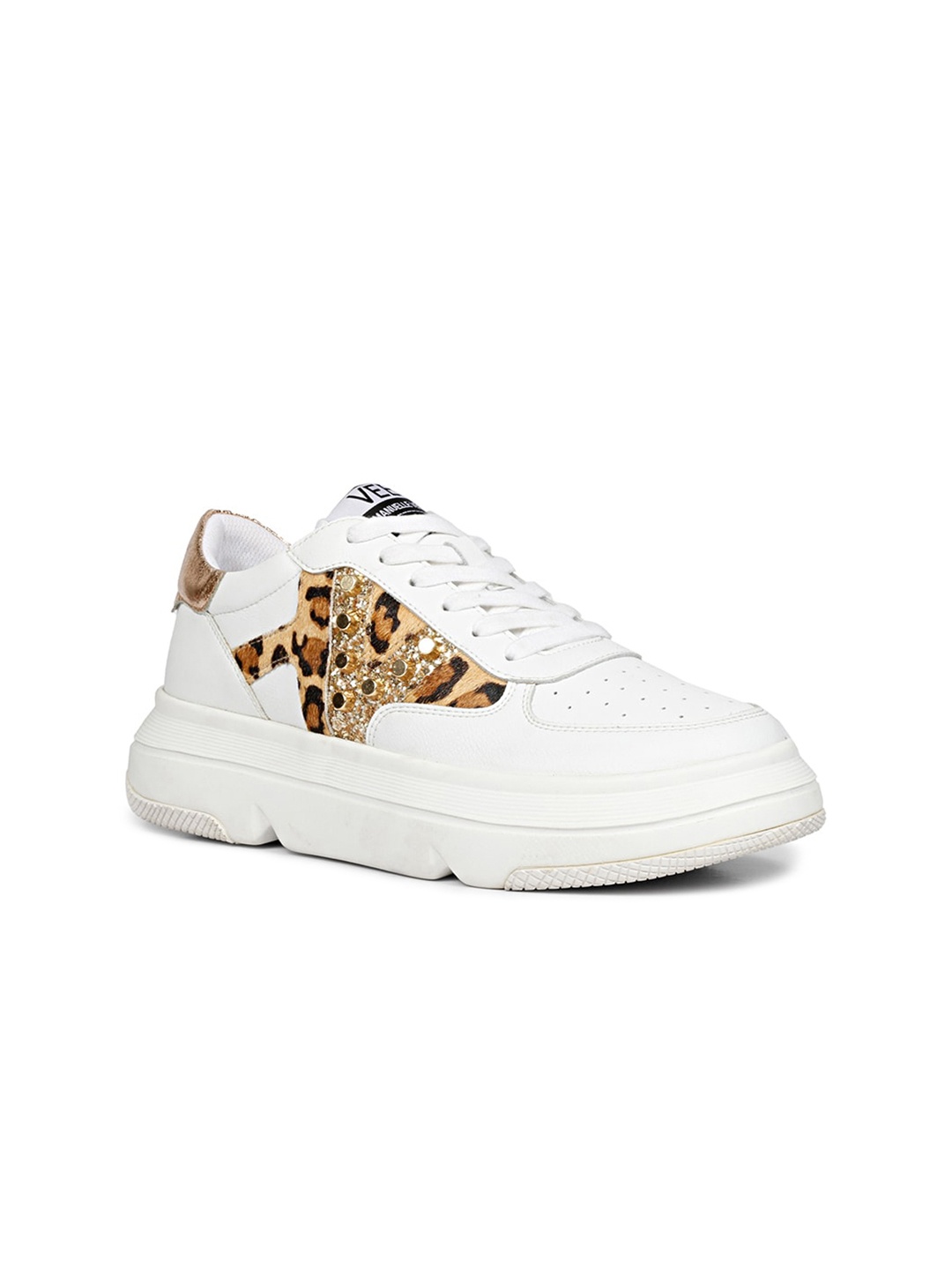 

Saint G Women Printed Embellished Genuine Leather Sneakers, White