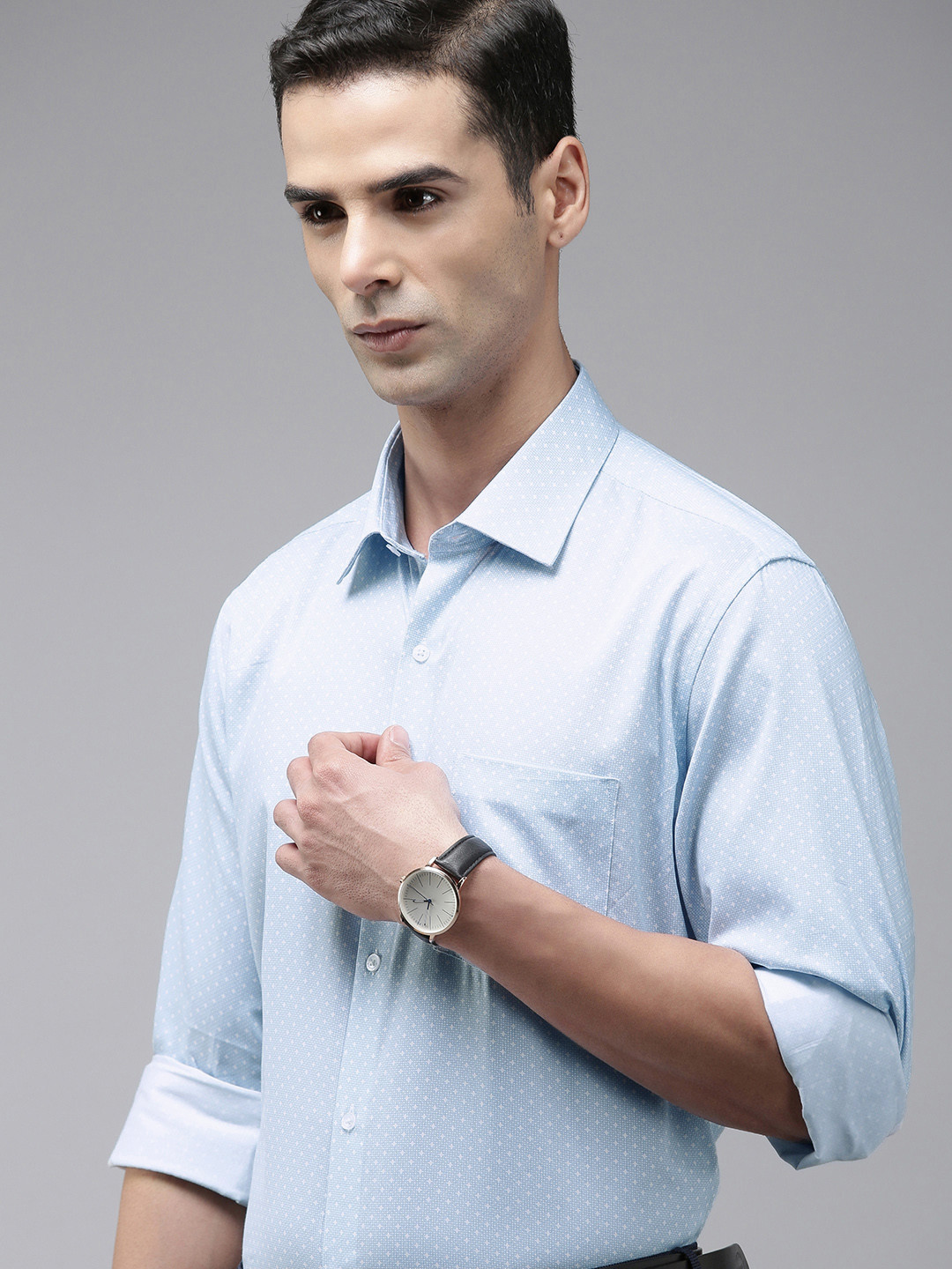 

Van Heusen Geometric Printed Pure Cotton Formal Shirt, Blue