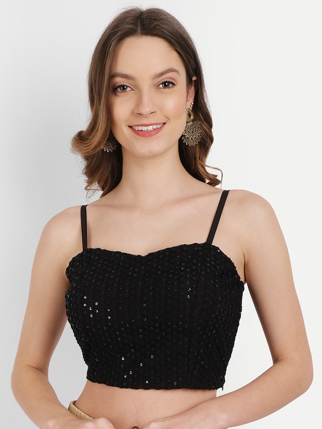 

YOU FOREVER Embellished Saree Blouse, Black