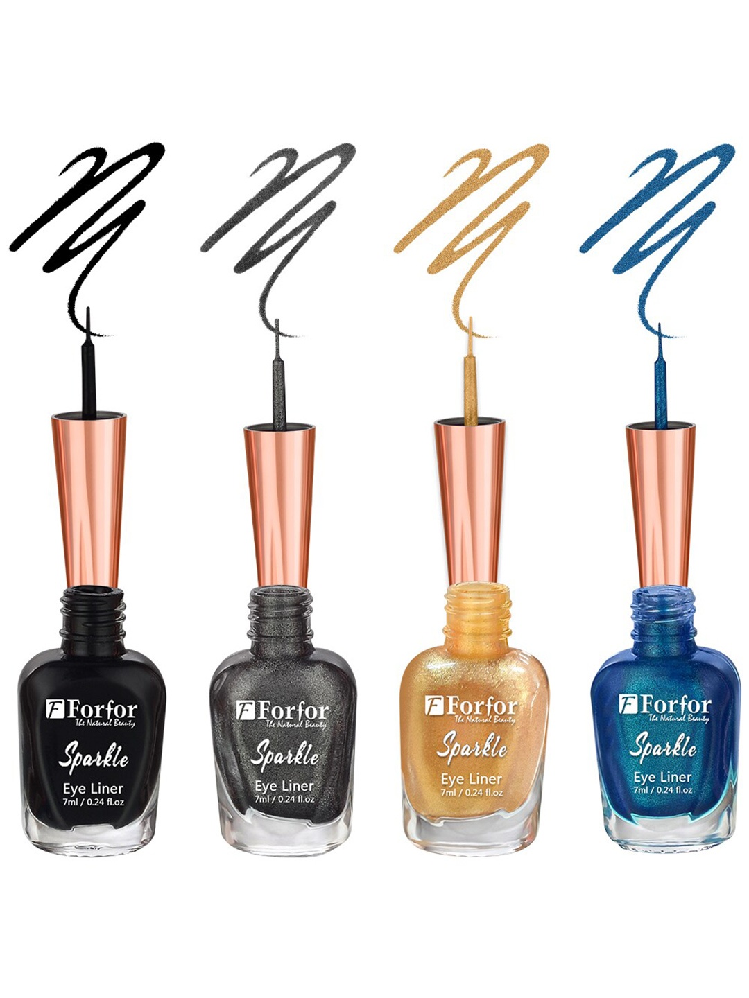 

FORFOR Set of 4 Sparkle Water-Proof Sensational Liquid Glitter Eyeliners - 7 ml each, Multi