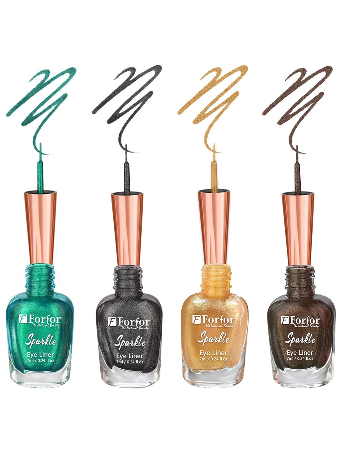 

FORFOR Set of 4 Sparkle Water-Proof Sensational Liquid Glitter Eyeliners - 7 ml each, Multi