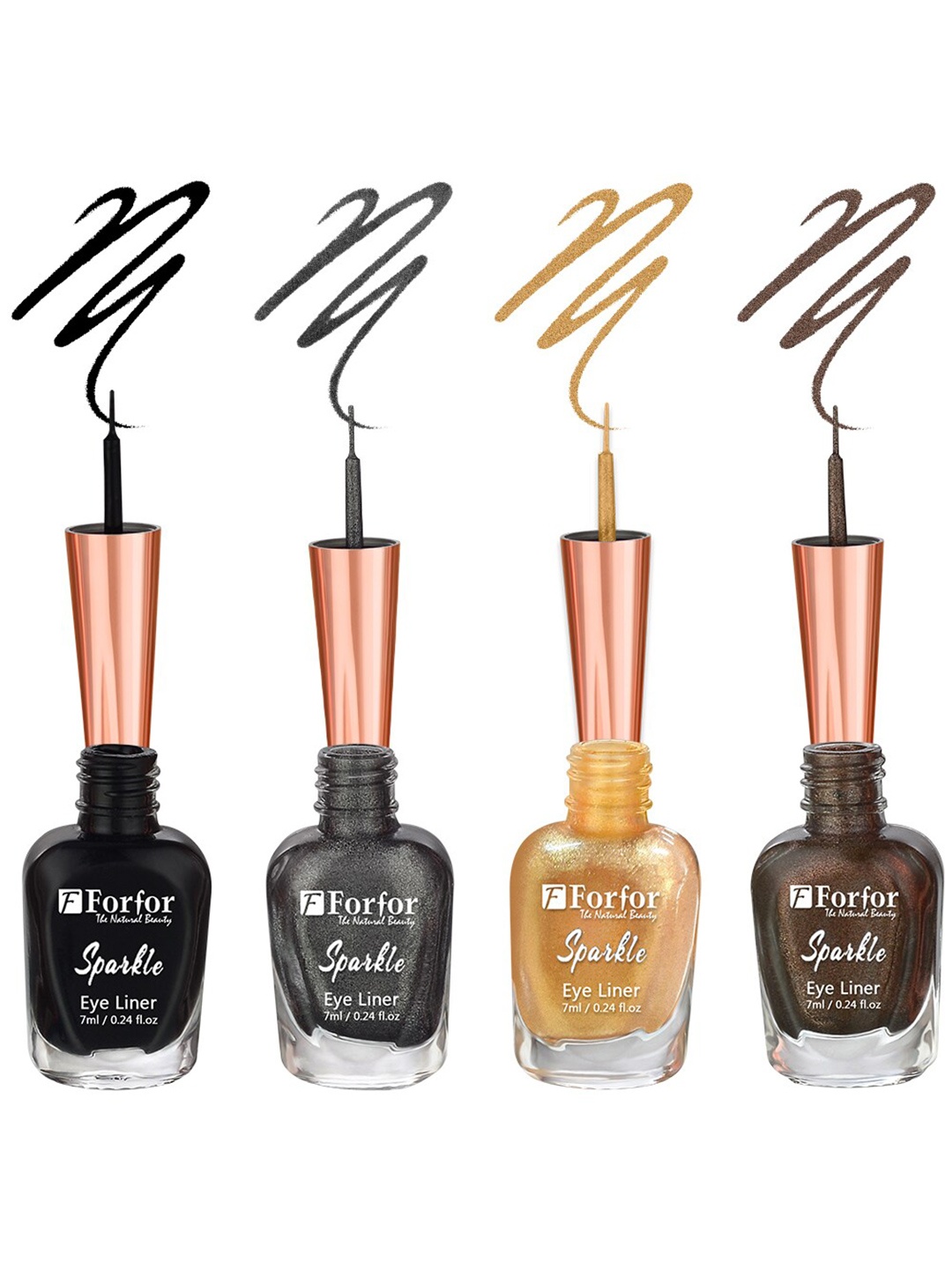 

FORFOR Sparkle Set Of 4 Glitter Liquid Eyeliners - Black 01, Grey 02, Golden 04, Brown 06, Multi