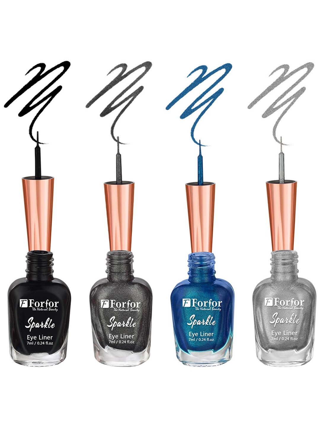 

FORFOR Sparkle Set Of 4 Glitter Liquid Eyeliners - Black01, Grey02, Silver05, Blue08, Multi