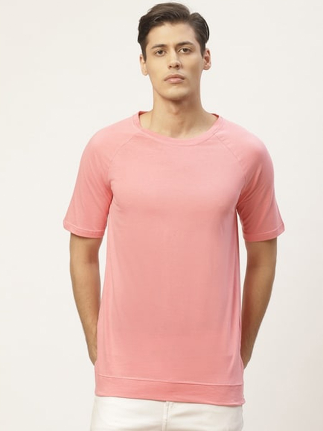 

PAUSE SPORT Round Neck Raglan Sleeves Cotton T-shirt, Pink