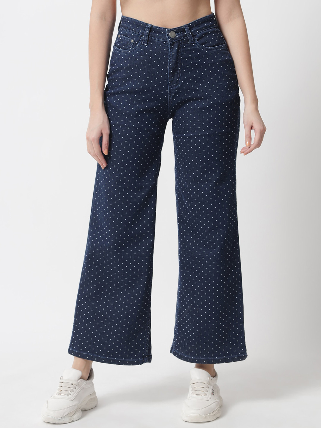 

The Dry State Women Wide Leg High-Rise Printed Stretchable Jeans, Blue