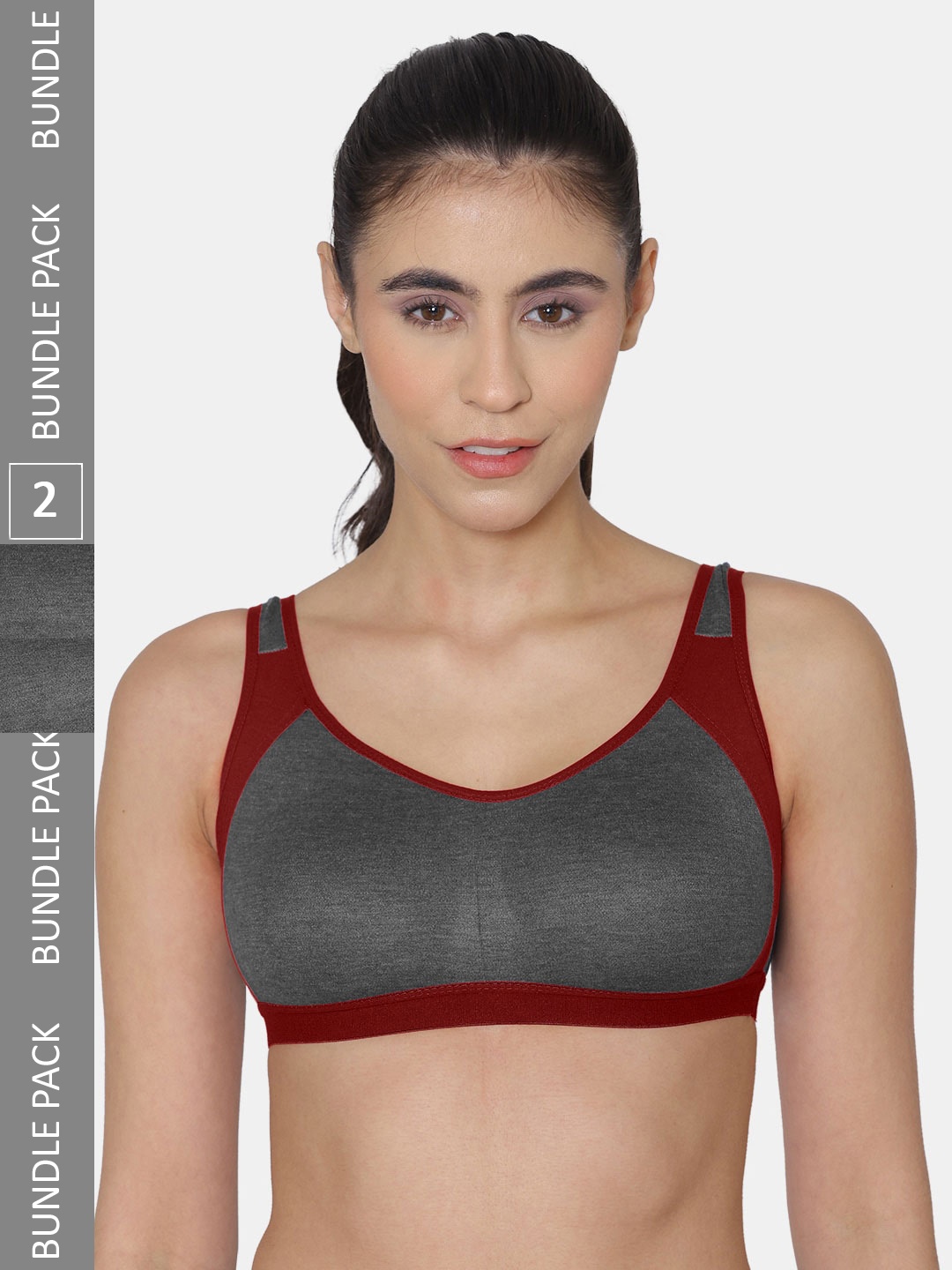

KOMLI Non Padded Cotton Sports Bra, Grey