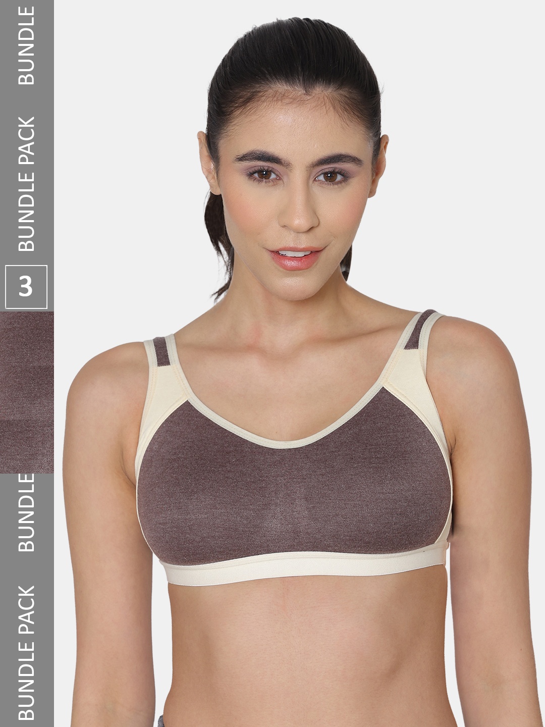 

KOMLI Non Padded Cotton Sports Bra, Brown