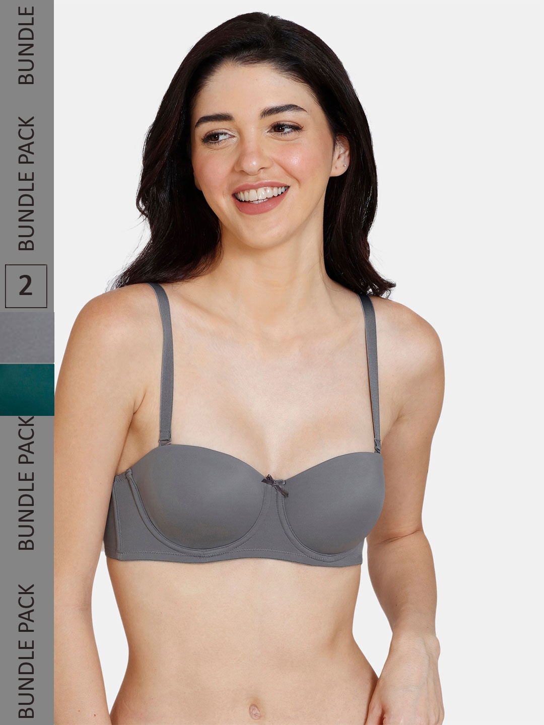 

Zivame Pack Of 2 Underwired Lightly Padded T-Shirt Bra, Grey