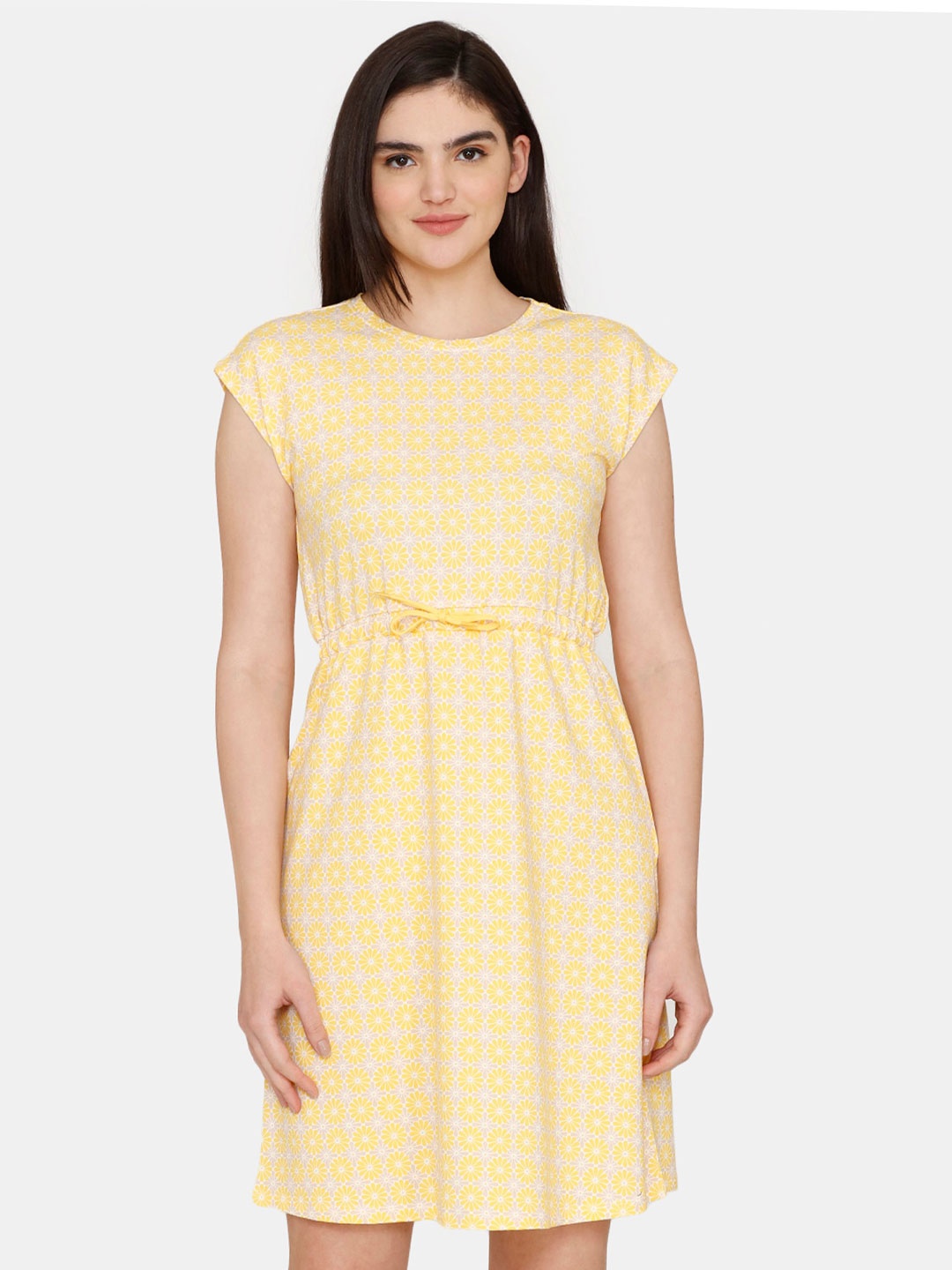 

Zivame Floral Printed Nightdress, Yellow