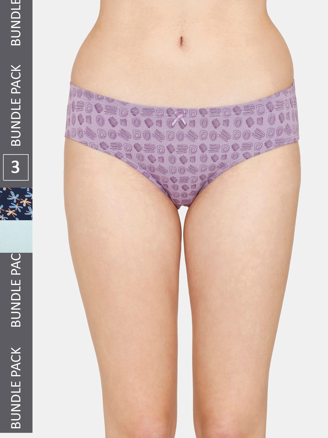 

Zivame Women Pack Of 3 Assorted Hipster Briefs