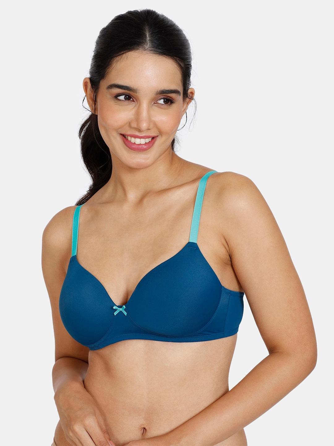 

Zivame Lightly Padded Non Wired Seamless Super Supportive T-Shirt Bra, Blue