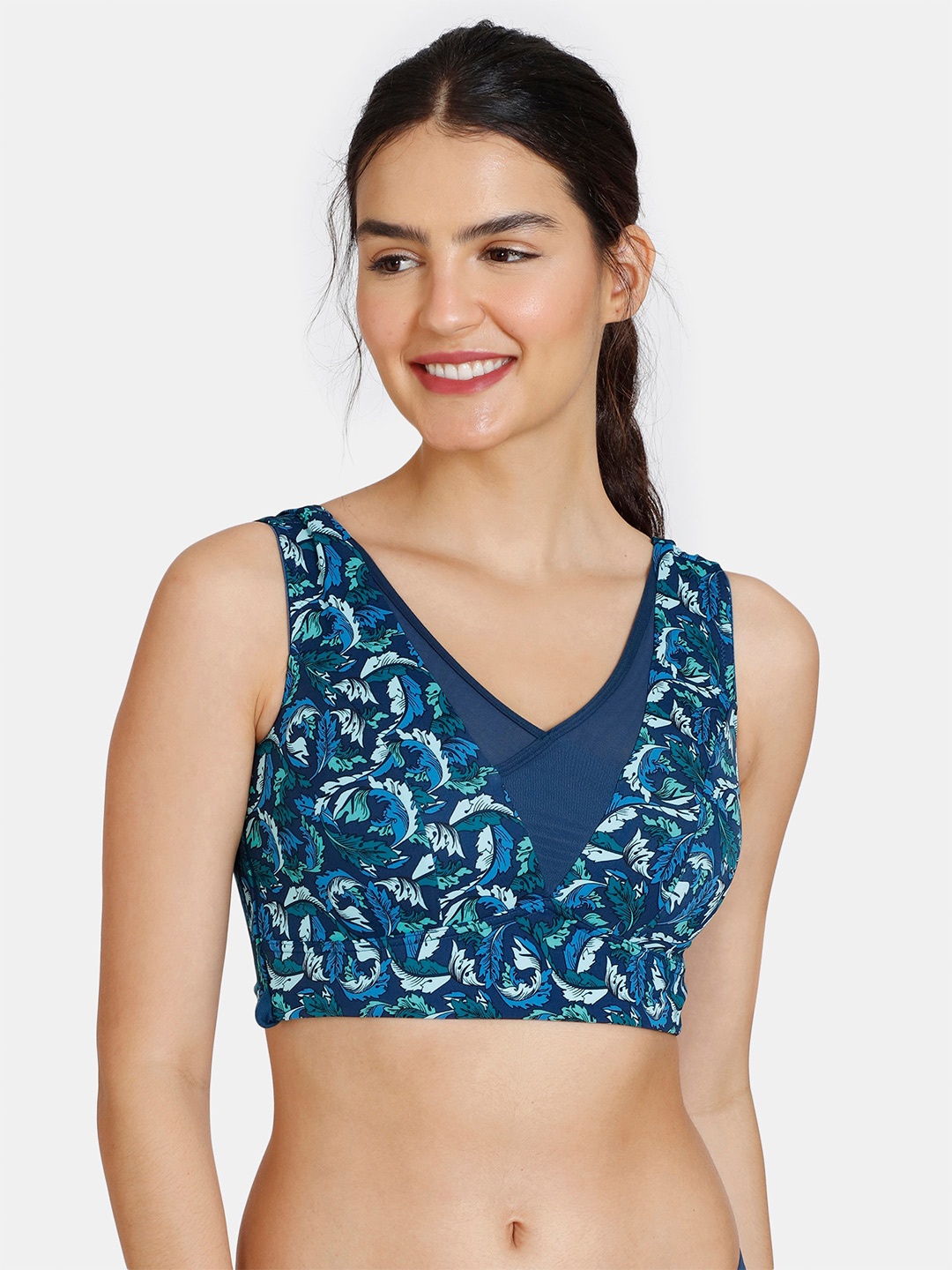 

Zivame Floral Non-Padded Everyday Bra, Blue