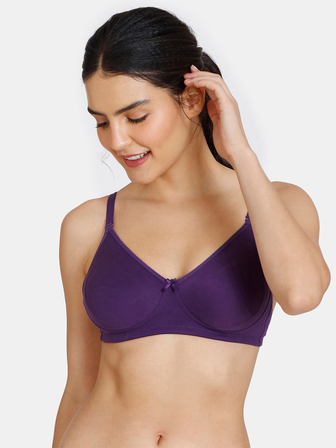 

Zivame Non Padded Non Wired Seamless Transparent Back Super Supportive T-Shirt Bra, Purple