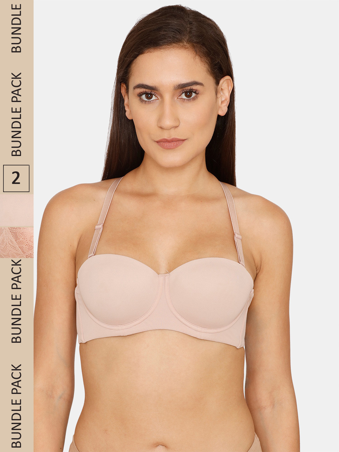 

Zivame Pack Of 2 Underwired Lightly Padded T-Shirt Bra, Beige