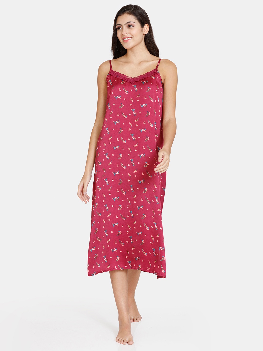 

Zivame Floral Printed Nightdress, Pink
