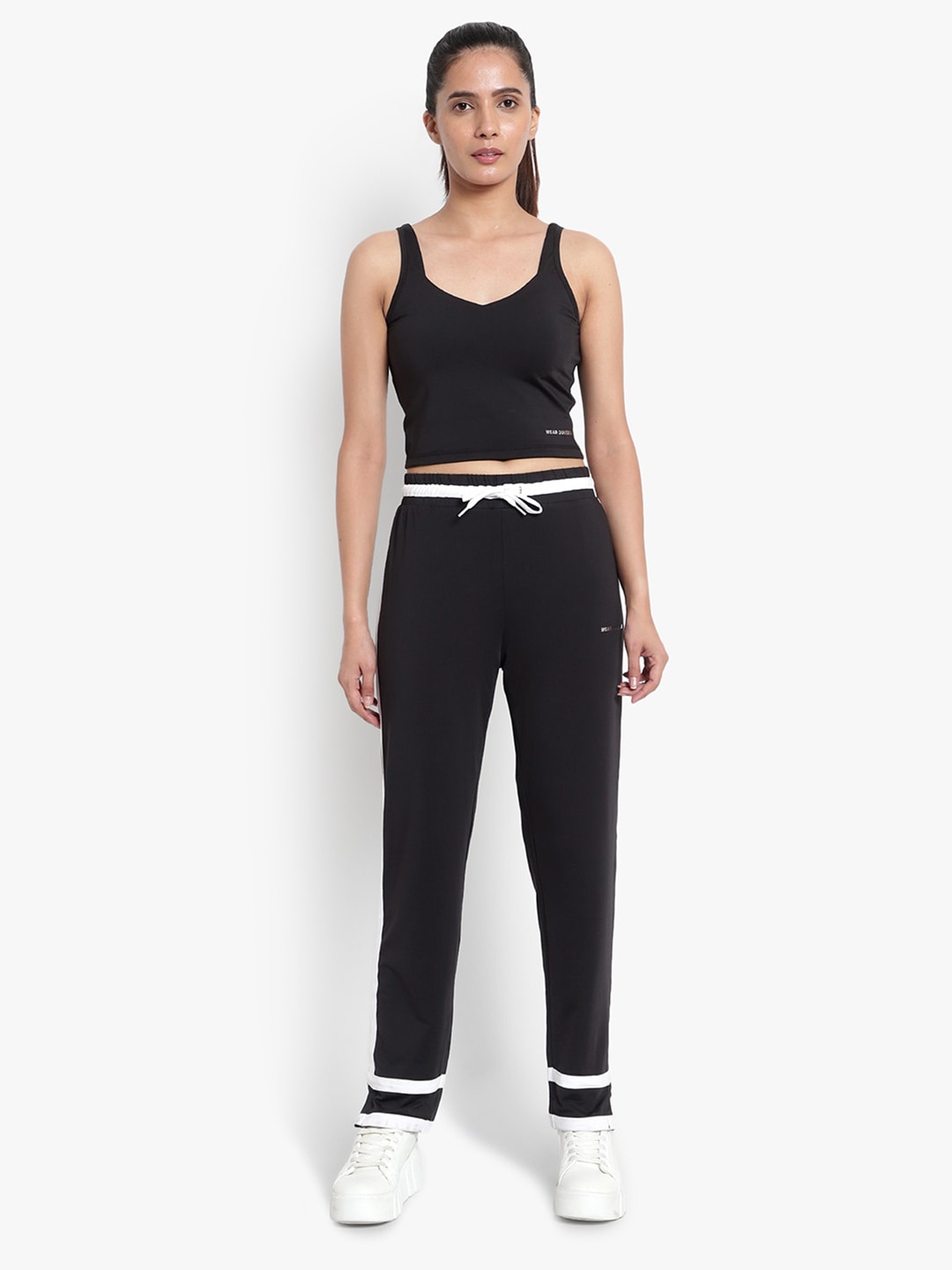 

Wearjukebox Sports Top with High-Rise Trousers, Black