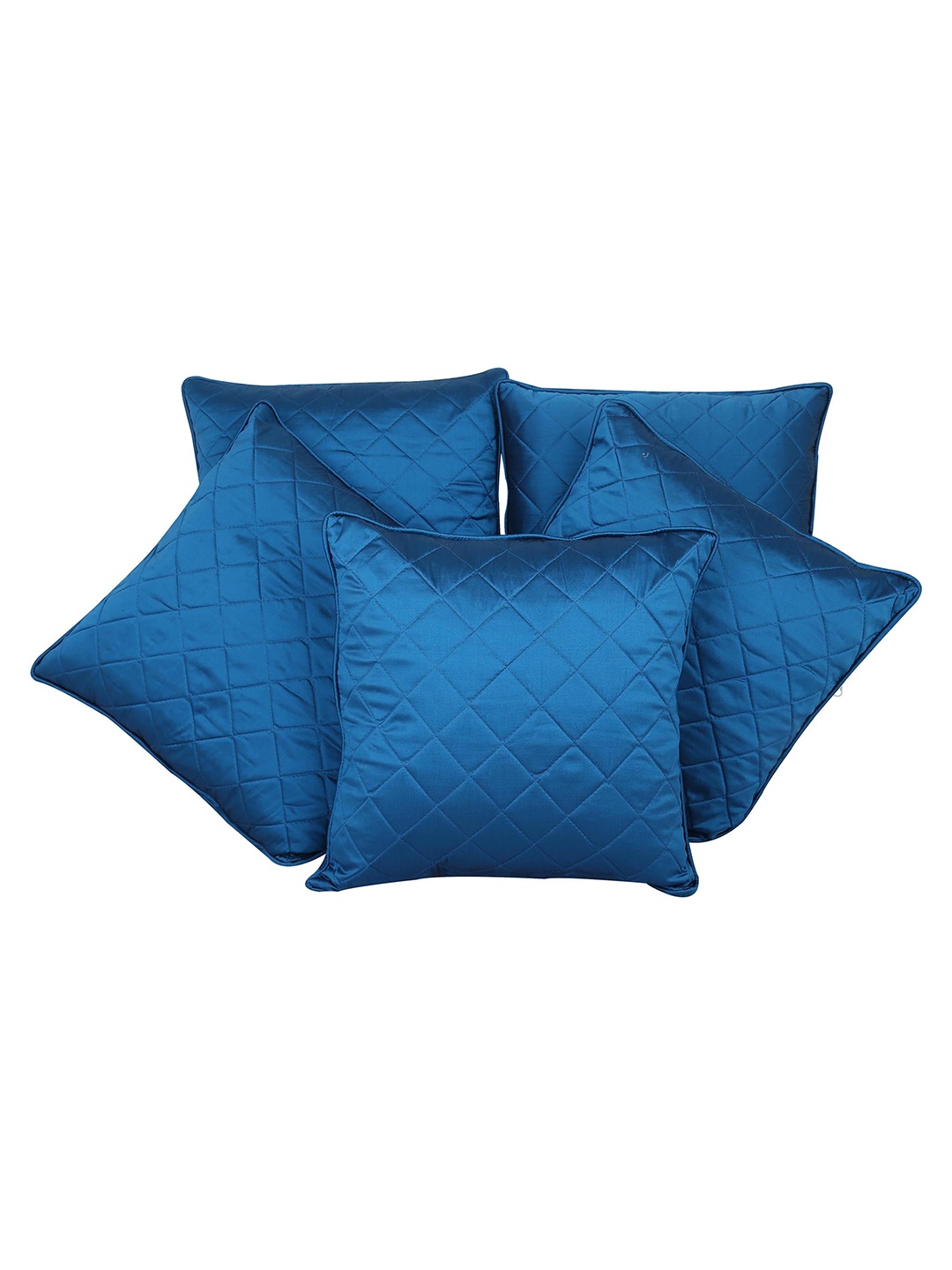 

Clasiko Blue 5 Pcs Quilted Silk Square Cushion Covers