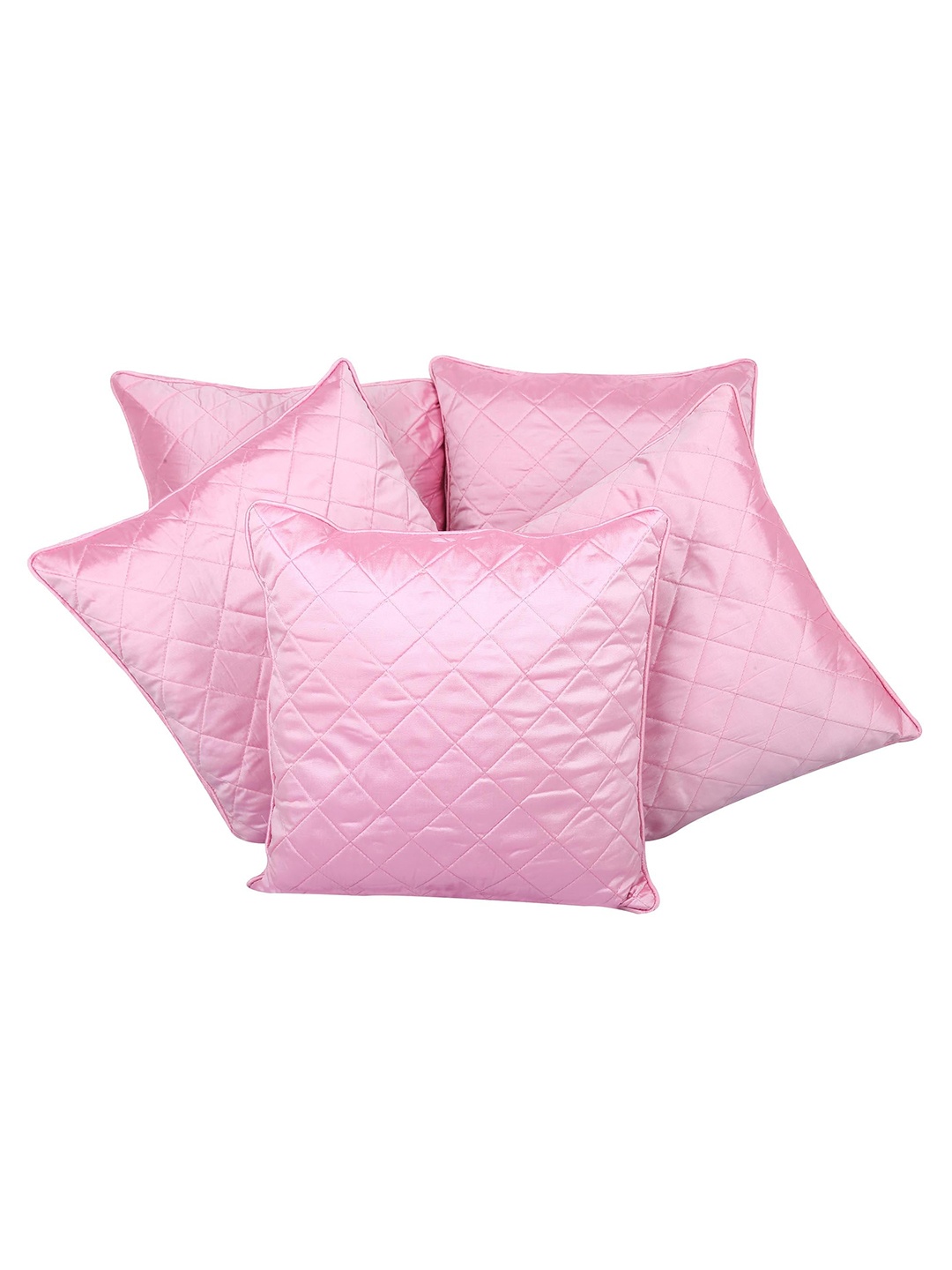 

Clasiko Pink 5 Pcs Quilted Silk Square Cushion Covers