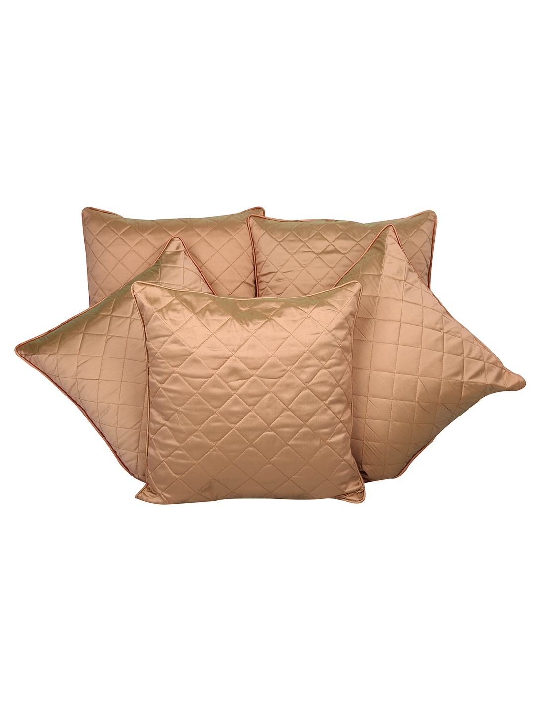 

Clasiko Brown 5 Pieces Checked Silk Square Cushion Covers