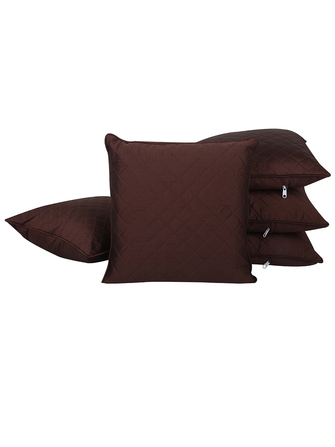 

Clasiko Brown Set of 5 Square Cushion Covers