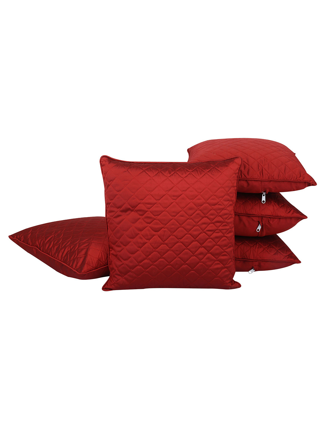 

Clasiko Maroon 5 Pcs Quilted Silk Square Cushion Covers
