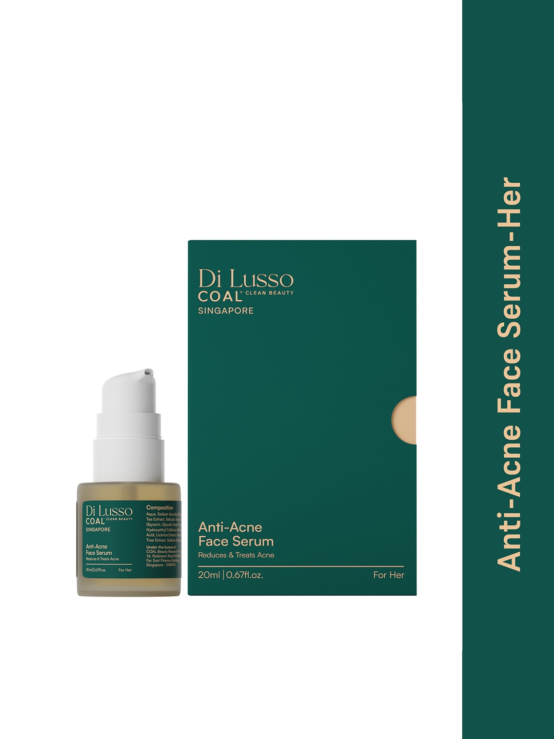 

COAL CLEAN BEAUTY Di Lusso Anti-Acne Face Serum To Treat Acne - 20 ml, Green