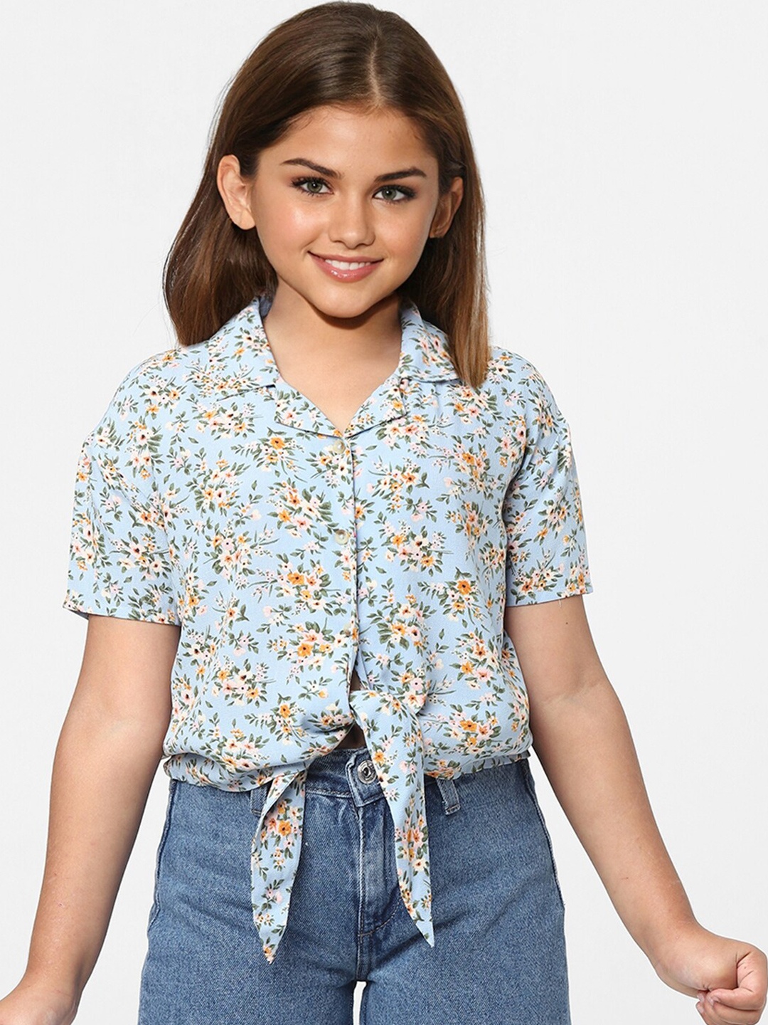 

KIDS ONLY Girls Floral Printed Casual Shirt, Blue