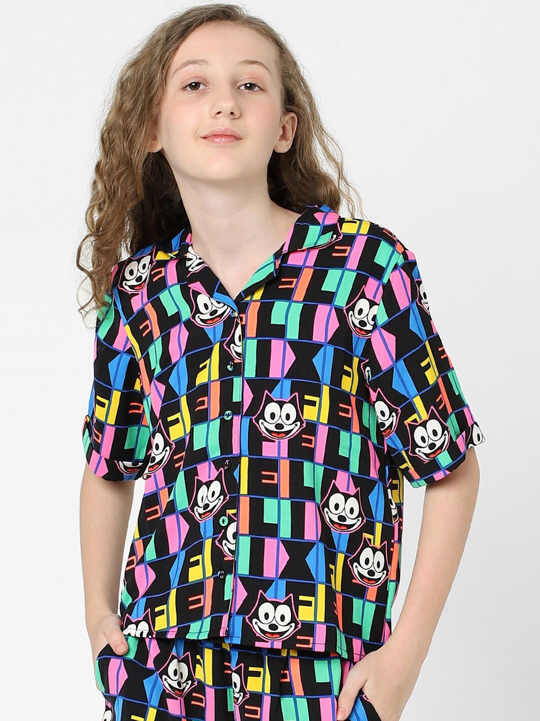 

KIDS ONLY Girls Printed Casual Shirt, Black