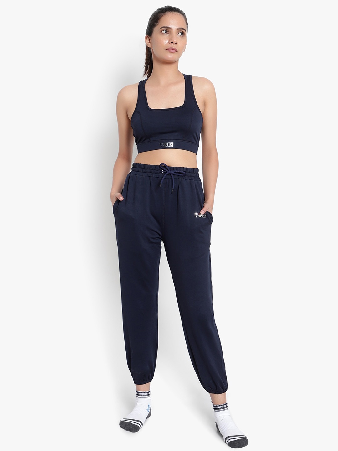 

Wearjukebox Sports Bra with High-Rise Joggers, Navy blue