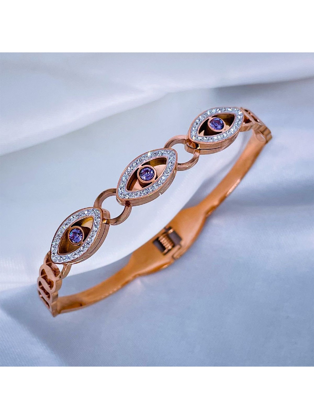 

ZIVOM Cubic Zirconia Rose Gold-Plated Bangle-Style Bracelet