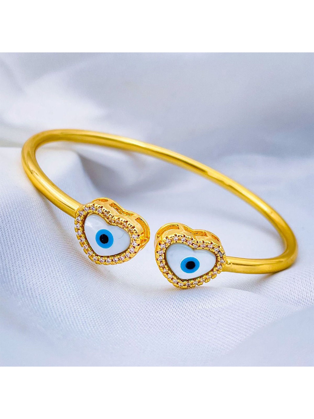 

ZIVOM Brass Cubic Zirconia Gold-Plated Cuff Bracelet