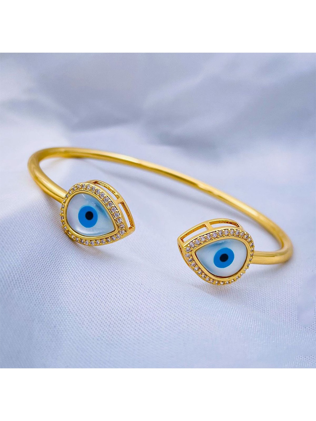 

ZIVOM Brass Cubic Zirconia Gold-Plated Cuff Bracelet