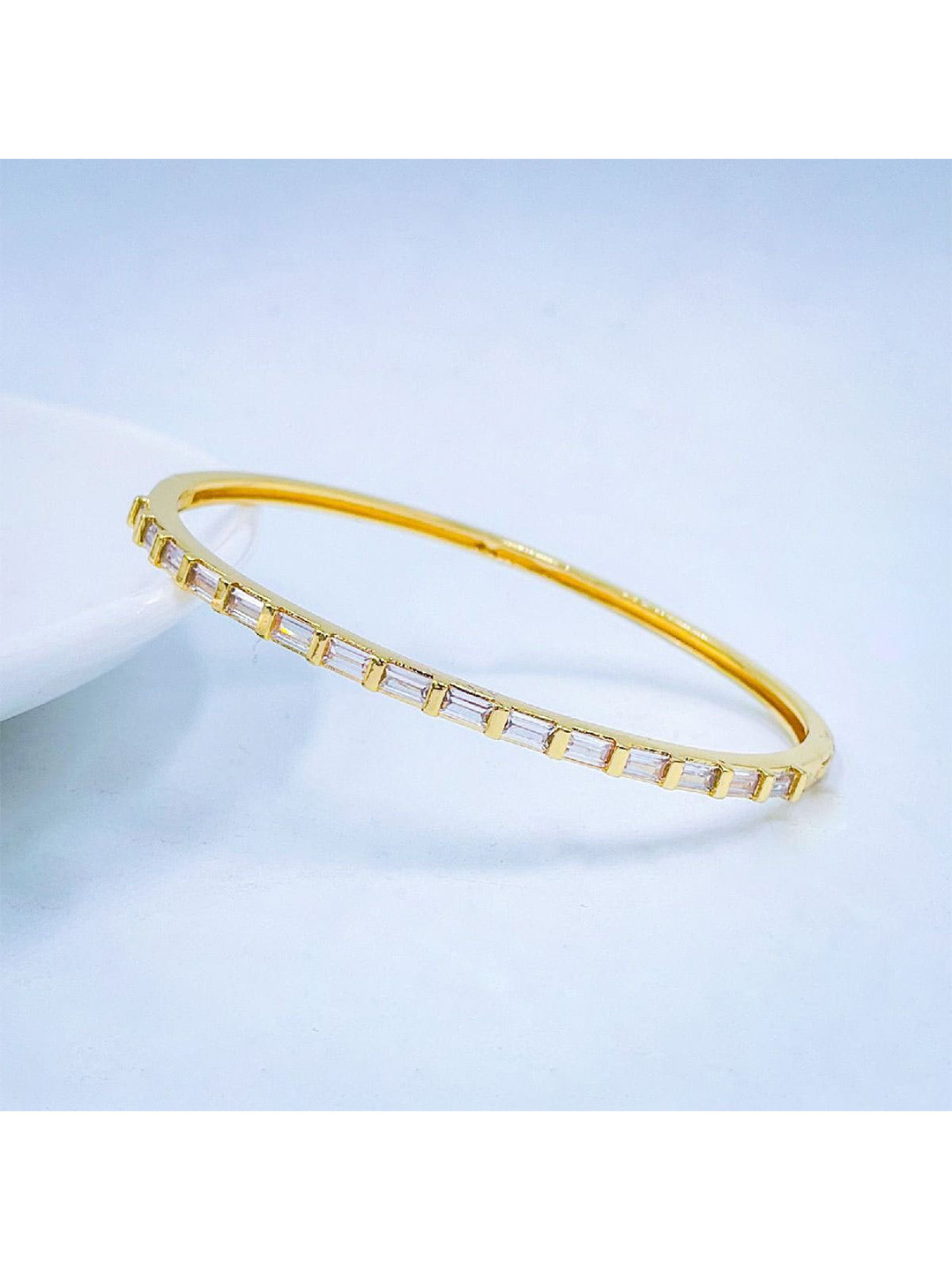 

ZIVOM Brass Cubic Zirconia Gold-Plated Bangle-Style Bracelet