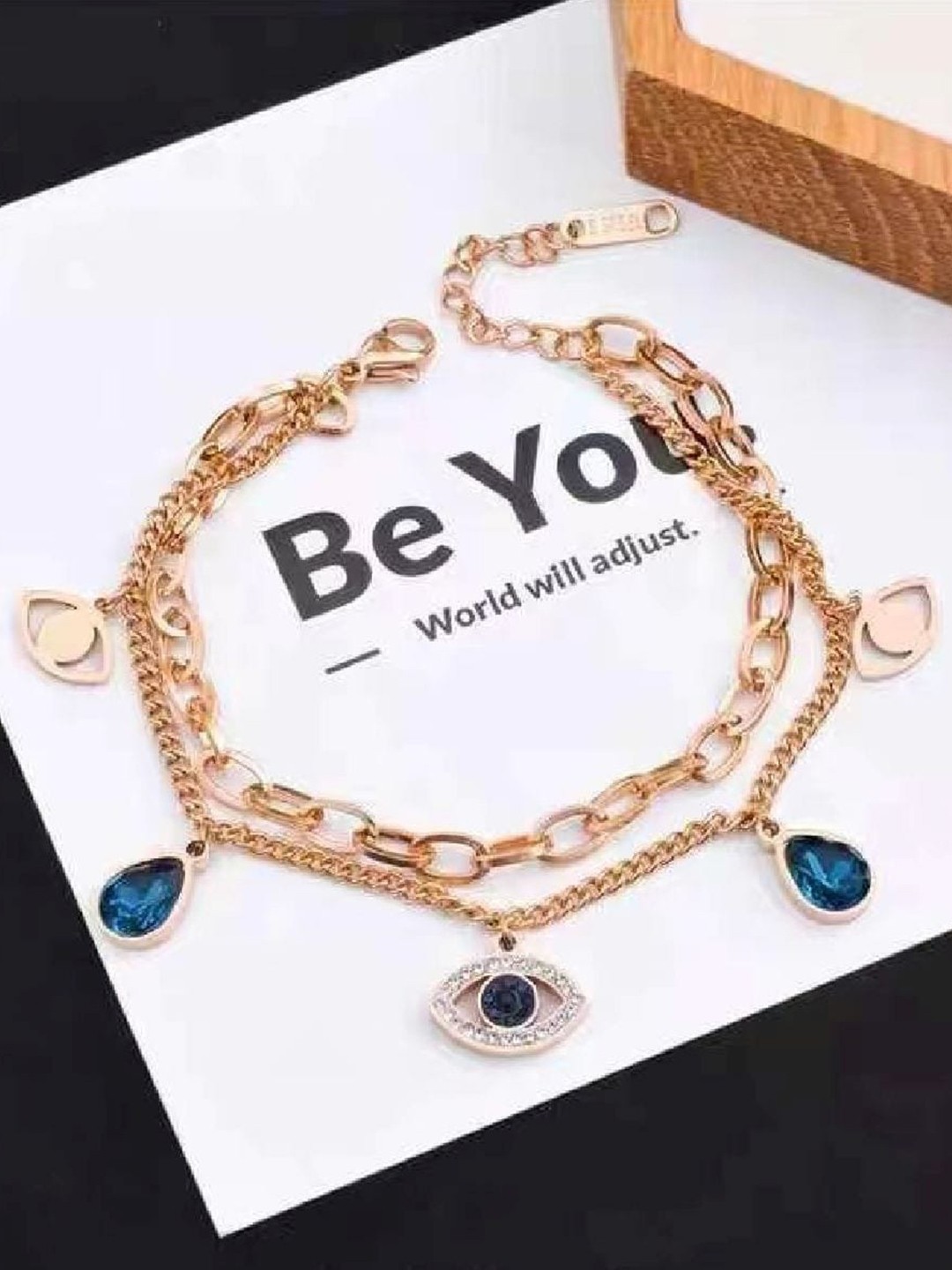 

ZIVOM Crystals Rose Gold-Plated Link Bracelet