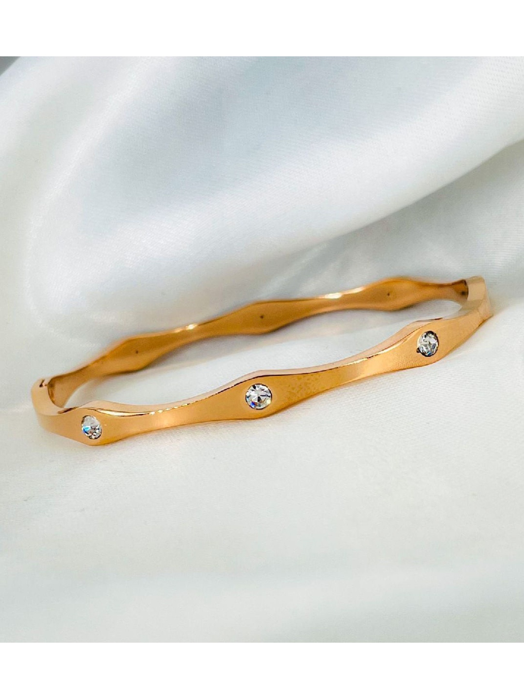 

ZIVOM Cubic Zirconia Rose Gold-Plated Bangle-Style Bracelet
